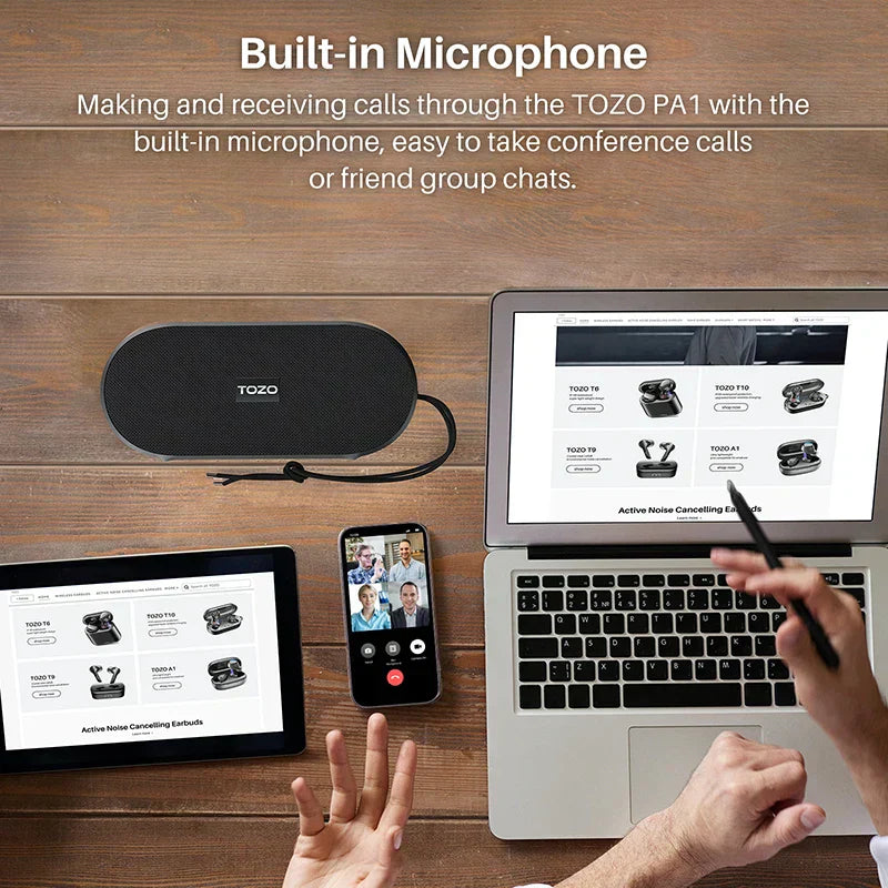 Portable Bluetooth Speaker With Built-In Microphone (Black)