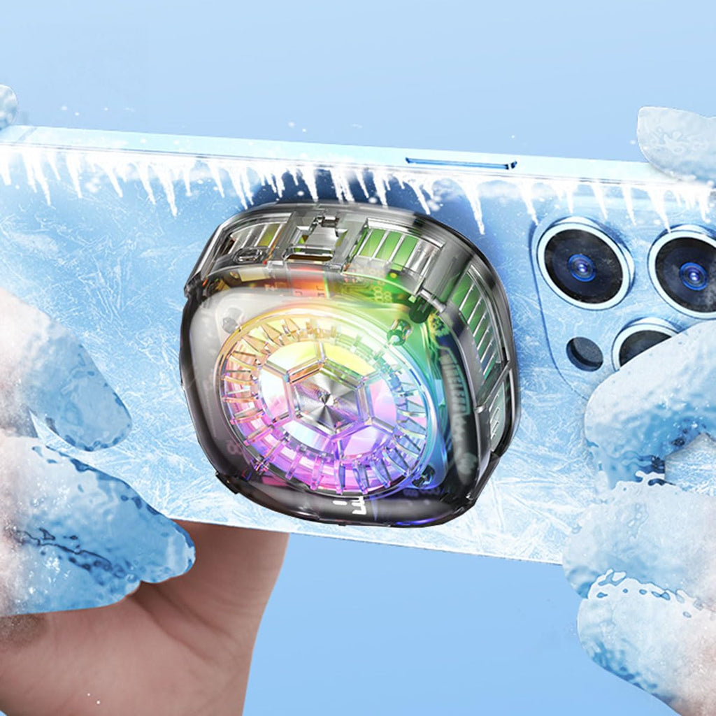 YANISM Magnetic Cell Phone Cooler Plus RGB Phone Cooling Fan Portable Lightweight Mobile Phone Cooling Fan Transparent Phone Radiator with Temperature Display for Mobile GamingTiktok Live Streaming