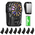 Semiconductor Phone Cooler with Rechargeable Battery Phone Cooling Fan for iPhone Android Smartphones w/LED Temperature Display/Universal Clamp/RGB LED